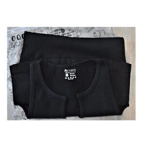 OQQ Women's Yoga Rompers Ribbed One Piece Sleeveless Tops Romper Black,M